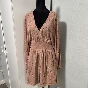 Promesa Blush Long Sleeve Dress with Pattern
